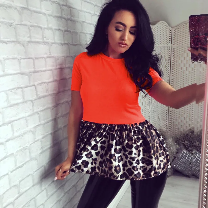 Fashion New Women Girl Summer O Neck Short Sleeve Leopard Print Stitching Little Swing Pleated T-shirt Casual Tops Tee Shirt
Fashion New Women Girl Summer O Neck Short Sleeve Leopard Print Stitching Little Swing Pleated T-shirt Casual Tops Tee Shirt