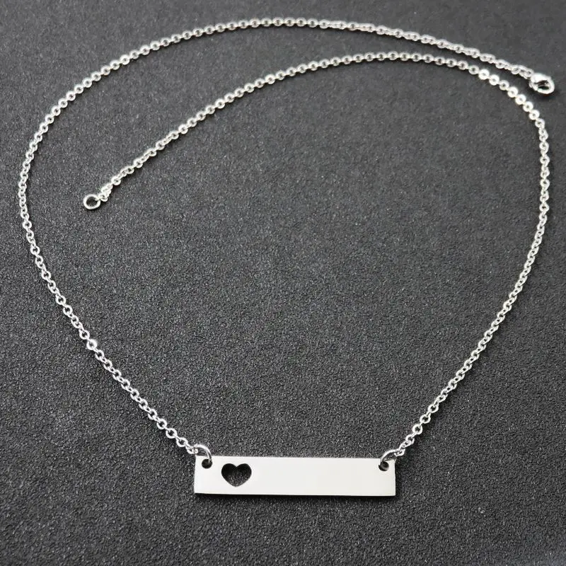 Love Heart Blank ID Bar Pendant Fashion Bijoux Circle simple Women Lady Girl's Necklace Gift Jewelry | Украшения и аксессуары