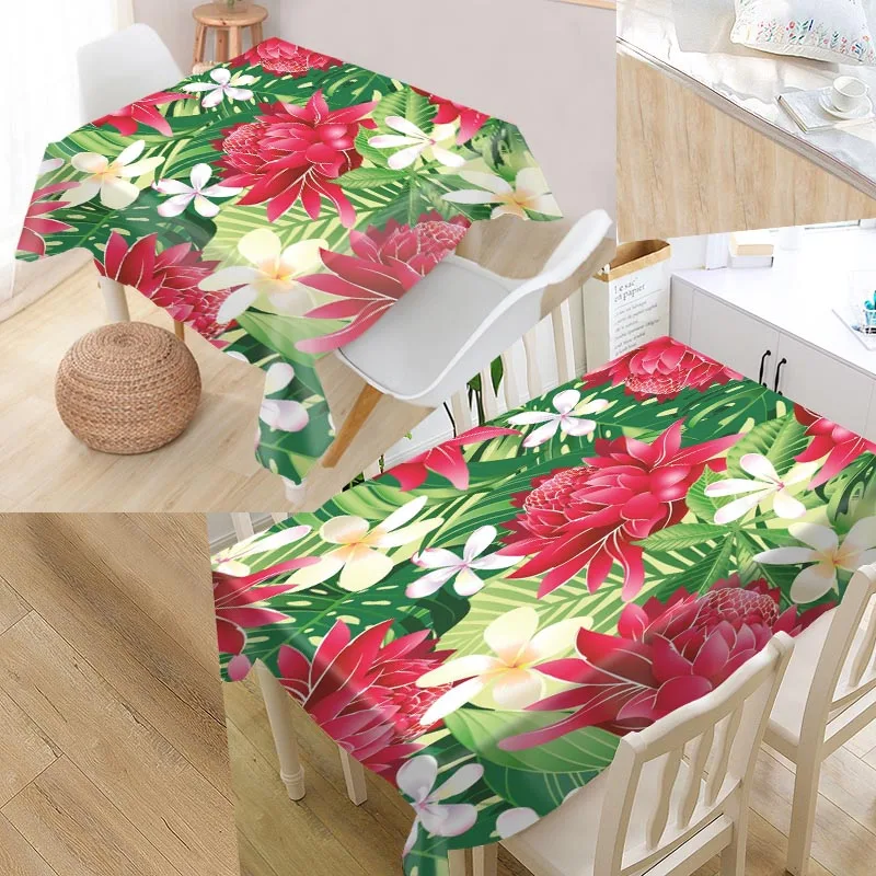 Tropical Flower Custom Table Cloth Oxford Fabric Rectangular Waterproof Oilproof Cover Family Party Tablecloth | Дом и сад