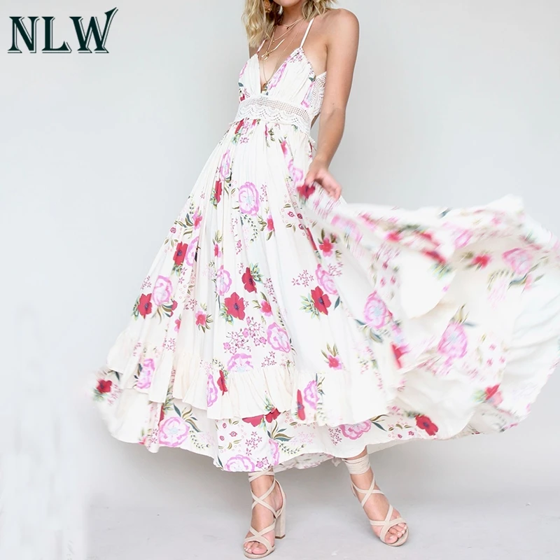 NLW Floral Print Hollow Out Beach Summer Women Long Dress Spaghetti Strap Backless Sexy Dresses Floral Maxi Dress Vestidos
NLW Floral Print Hollow Out Beach Summer Women Long Dress Spaghetti Strap Backless Sexy Dresses Floral Maxi Dress Vestidos