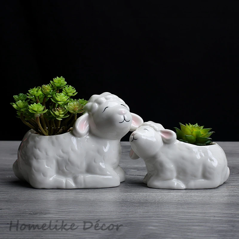 Set of 2 pieces Sheep shaped ceramic flowerpot Mini sheep porcelain flower plant pot for Desktop Home Garden decoration
Set of 2 pieces Sheep shaped ceramic flowerpot Mini sheep porcelain flower plant pot for Desktop Home Garden decoration