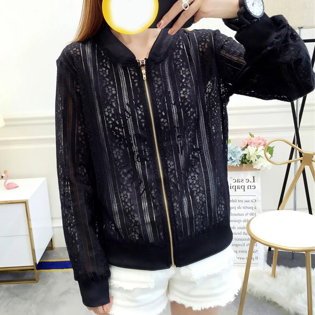 2019 Women Bomber Jacket Long Sleeve Lace Sunscreen Shirt Short Summer Thin Coat Casual Baseball Coat Chaquetas Mujer #P3
2019 Women Bomber Jacket Long Sleeve Lace Sunscreen Shirt Short Summer Thin Coat Casual Baseball Coat Chaquetas Mujer #P3