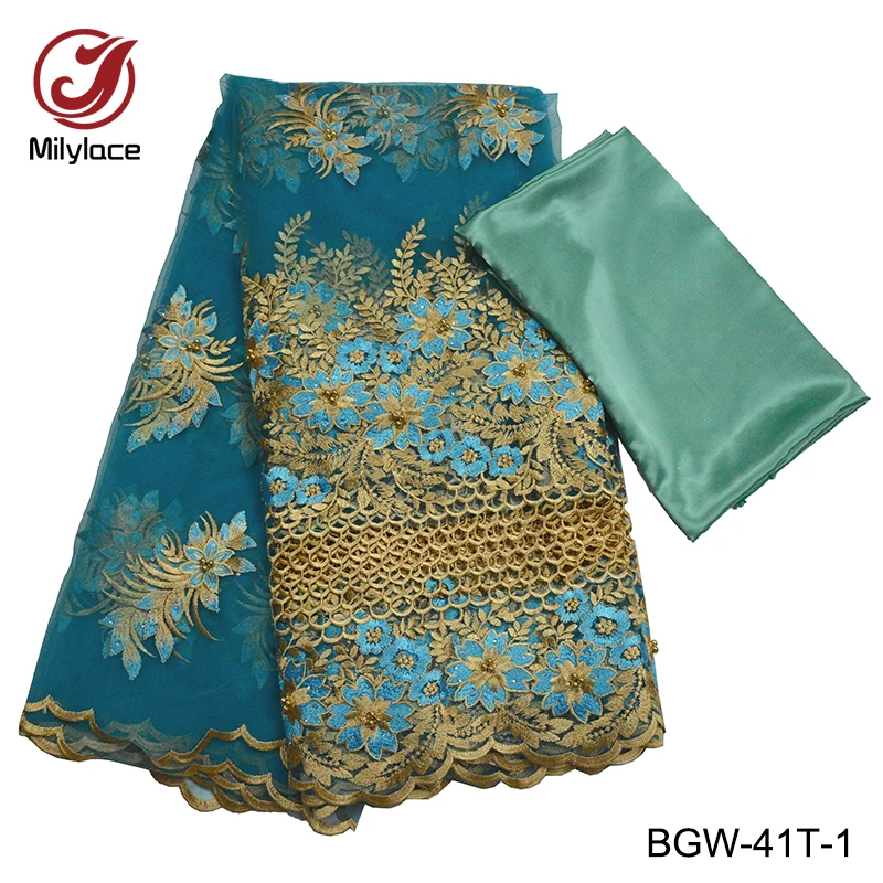 New coming african lace fabric with beads design 2 in 1 design 5 yards embroidery tulle lace fabric+3 yards satin fabric BGW-41T
New coming african lace fabric with beads design 2 in 1 design 5 yards embroidery tulle lace fabric+3 yards satin fabric BGW-41T