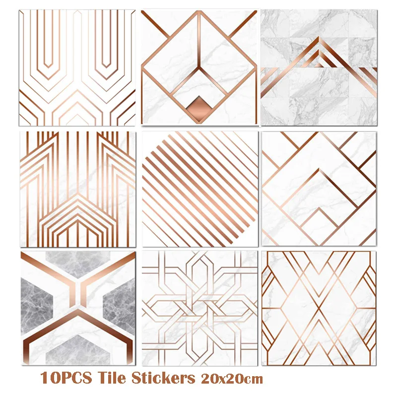 10PCS Modern Tile Wall Stickers Mosaic White Marble with Copper Effect Detail Home Decor DIY Removable Stickers
10PCS Modern Tile Wall Stickers Mosaic White Marble with Copper Effect Detail Home Decor DIY Removable Stickers