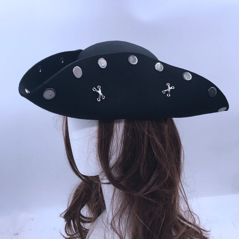 Fashion wool cap, leisure stage performance tricorn hats for men and women pirates hat magic cos props
Fashion wool cap, leisure stage performance tricorn hats for men and women pirates hat magic cos props