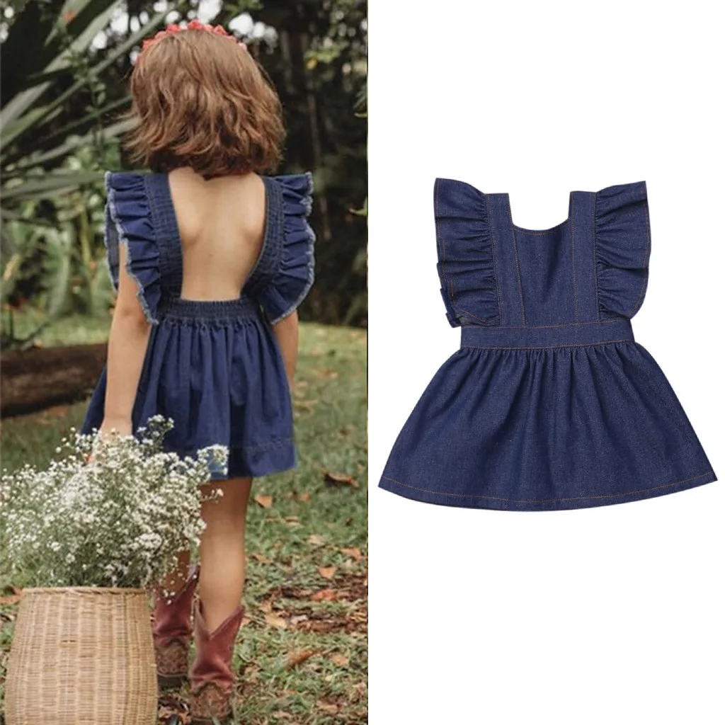 Baby Girls Princess Cute Summer 2019 Dress Solid Fly Sleeve Ruched Denim Party Kids Dresses For Girls Princess Children Dress
Baby Girls Princess Cute Summer 2019 Dress Solid Fly Sleeve Ruched Denim Party Kids Dresses For Girls Princess Children Dress
