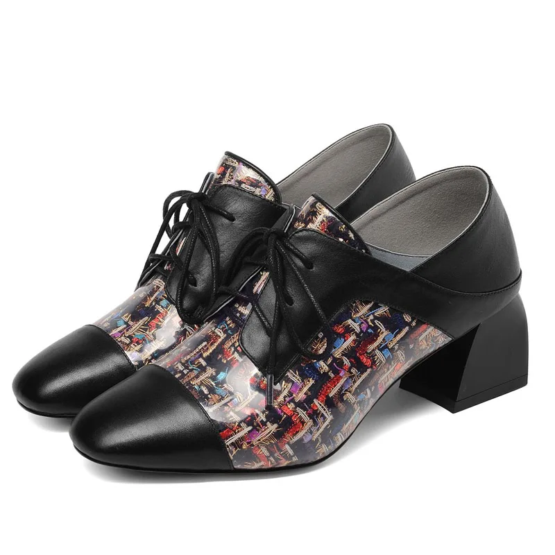 Novel brand-name full leather color matching casual thick with lace deep mouth ladies single shoes square head with shoes women
Novel brand-name full leather color matching casual thick with lace deep mouth ladies single shoes square head with shoes women