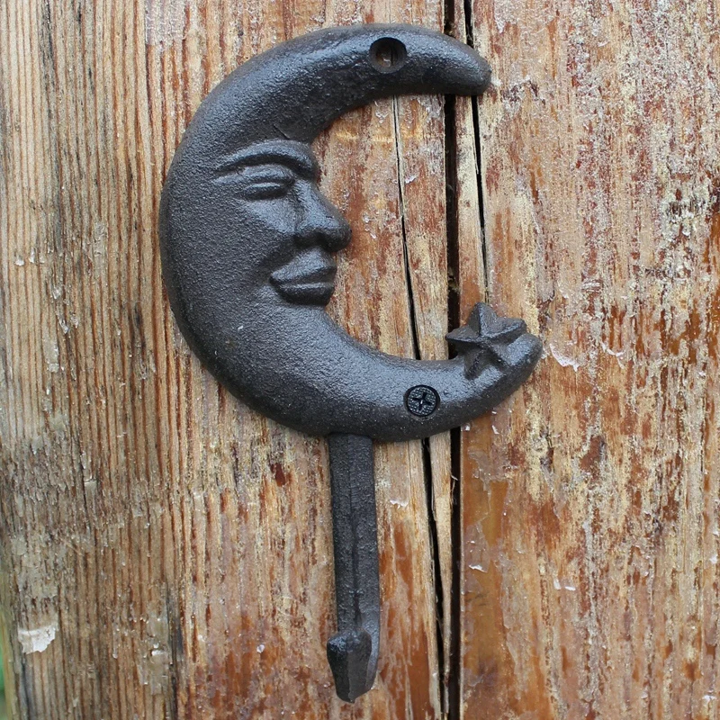 European Farm House Accent Antique Rusic Half Moon Smiling Face With Star Design Small Cast Iron Wall Mounted Hook With 1 Hanger
European Farm House Accent Antique Rusic Half Moon Smiling Face With Star Design Small Cast Iron Wall Mounted Hook With 1 Hanger