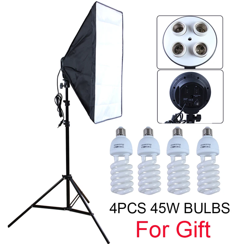 Photo Studio Kit Photography Lighting 4 Socket Lamp Holder + 50*70CM Softbox +2m Light Stand Photo Soft Box
Photo Studio Kit Photography Lighting 4 Socket Lamp Holder + 50*70CM Softbox +2m Light Stand Photo Soft Box