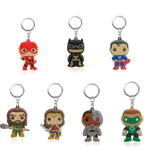 1pcs Superhero Justice League Anime Keychain da Corrente Chave do PVC Chave Titular Chave Anel Bijuterias Moda Superman Batman Caçoa o Presente(China)