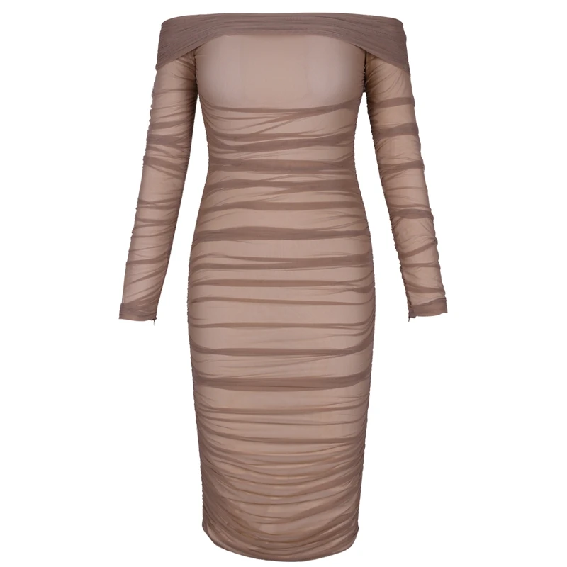 Deer Lady Summer Party Dress Women 2019 Sexy Mesh Bodycon Dress Long Sleeve Off Shoulder Sheer Ruched Celebrity Club Dress Deer Lady Summer Party Dress Women 2019 Sexy Mesh Bodycon Dress Long Sleeve Off Shoulder Sheer Ruched Celebrity Club Dress