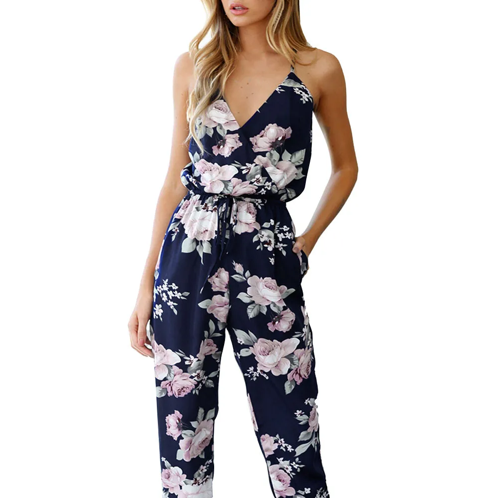 hot sale jumpsuit Women Backless sexy sling Sleeveless V-Neck Floral Printed Playsuit Party rompers womens jumpsuit combinaison
hot sale jumpsuit Women Backless sexy sling Sleeveless V-Neck Floral Printed Playsuit Party rompers womens jumpsuit combinaison