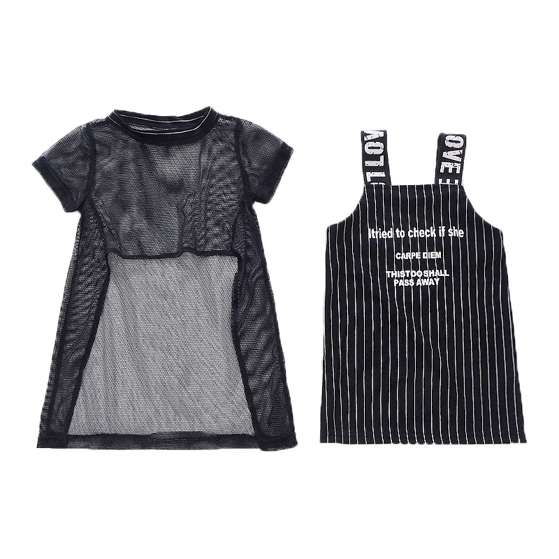Girls Summer Casual Sports T-shirt Dress Two-piece Set Printing Vertical Stripes Suspender Dress Sunscreen Mesh Clothes Outfits
Girls Summer Casual Sports T-shirt Dress Two-piece Set Printing Vertical Stripes Suspender Dress Sunscreen Mesh Clothes Outfits