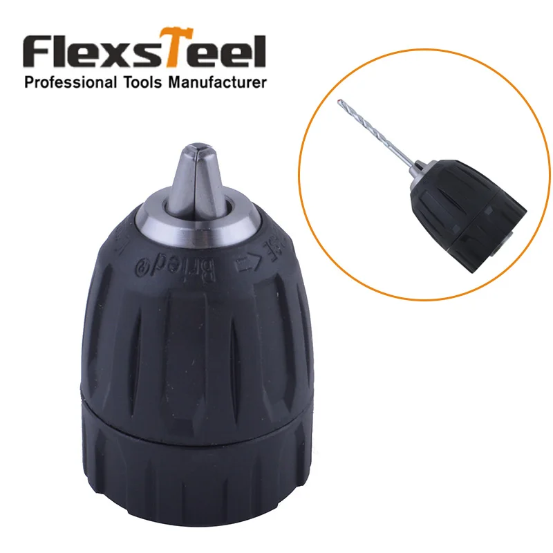 Flexsteel 0.8-10mm 3/8-24UNF Quick Connect Black Keyless Drill Chuck Converter Tool for Impact Drivers With Lock And Adaptor
Flexsteel 0.8-10mm 3/8-24UNF Quick Connect Black Keyless Drill Chuck Converter Tool for Impact Drivers With Lock And Adaptor