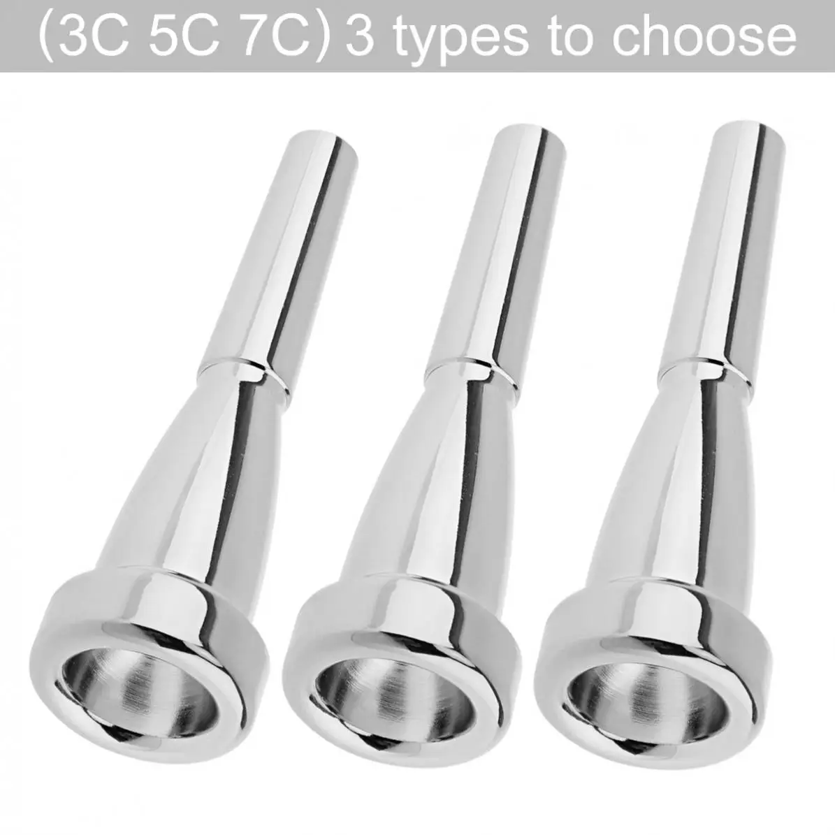 3C 5C 7C Silver Plated Metal Trumpet Mouthpiece Bullet Shape for Yamaha Bach Conn and King | Спорт и развлечения