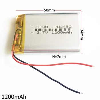 3.7V 1200mAh 703450 Lithium Polymer Li-Po Rechargeable Battery For Mp3 MP4 GPS PSP DVD mobile video game PAD E-books Tablet PC
3.7V 1200mAh 703450 Lithium Polymer Li-Po Rechargeable Battery For Mp3 MP4 GPS PSP DVD mobile video game PAD E-books Tablet PC