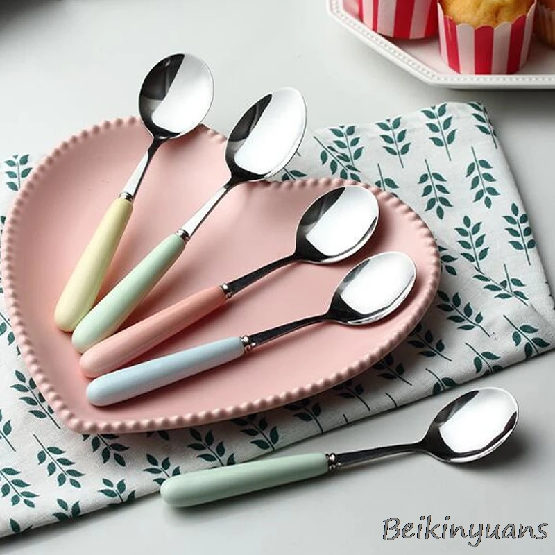 Candy color ceramic stainless steel spoon children's food supplement spoon solid color children's environmental protection spoon
Candy color ceramic stainless steel spoon children's food supplement spoon solid color children's environmental protection spoon