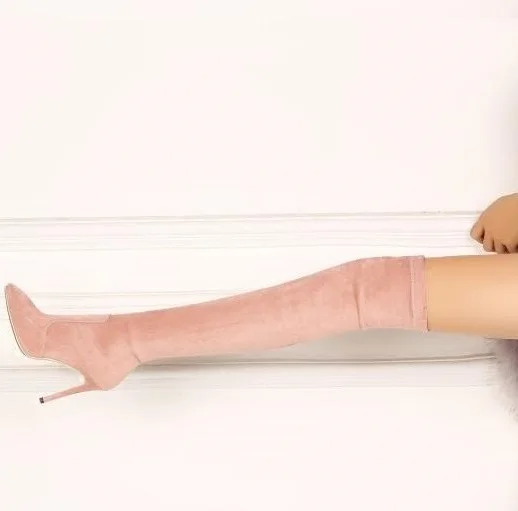 Hot Selling Pink Black Suede Overknee Boots High Heel Pointed Toe Stretch Thigh High Stiletto Boots Customized Winter Long Boot
Hot Selling Pink Black Suede Overknee Boots High Heel Pointed Toe Stretch Thigh High Stiletto Boots Customized Winter Long Boot