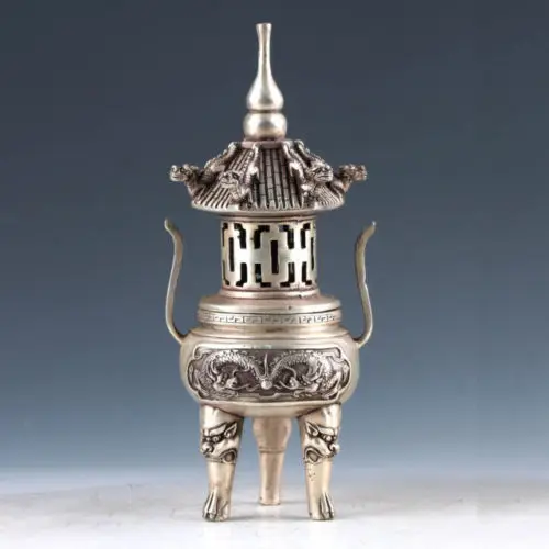 Crafts statue Collectable Tibet Tibetan Silver Hand Carved Tower Incense Burner
Crafts statue Collectable Tibet Tibetan Silver Hand Carved Tower Incense Burner