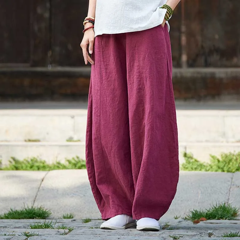 Spring Autumn Linen Cotton Pants Women Wide Leg Bloom Pants Chinese Style Trousers Vintage Joggers Pants Female Clothes
Spring Autumn Linen Cotton Pants Women Wide Leg Bloom Pants Chinese Style Trousers Vintage Joggers Pants Female Clothes