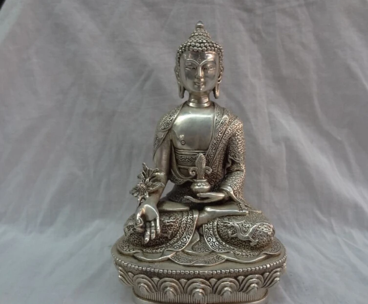 song voge gem S4197 8" Chinese Silver Buddhism Shakyamuni Tibet Joss Dragon Medicine Buddha Statue
song voge gem S4197 8" Chinese Silver Buddhism Shakyamuni Tibet Joss Dragon Medicine Buddha Statue