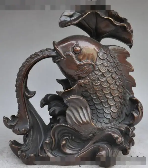 S00751 11"china fengshui bronze wealth lotus goldfish Fish Auspicious statue Decoration (B0413)
S00751 11"china fengshui bronze wealth lotus goldfish Fish Auspicious statue Decoration (B0413)