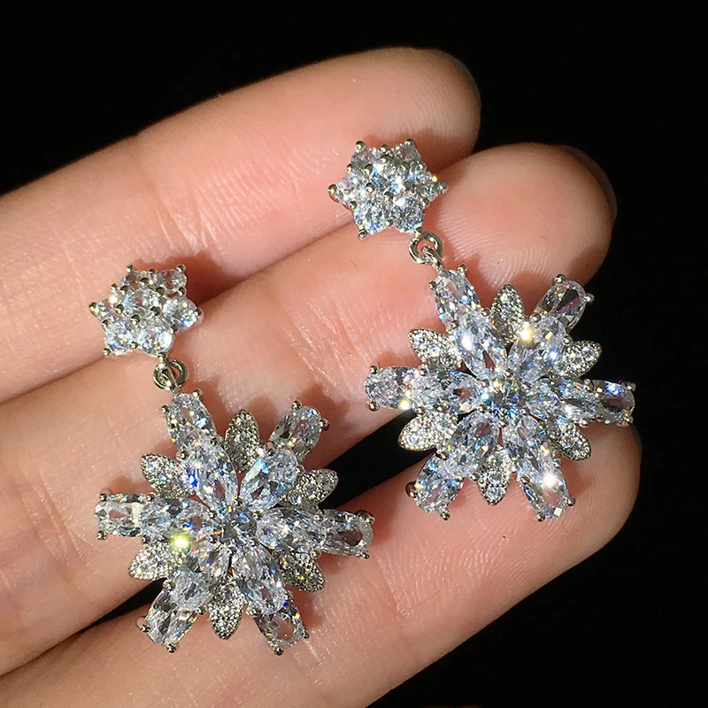 Sparkling Flower Drop Earrring AAAAA cz 925 sterling silver Statement Party Wedding Dangle Earrings for women Jewelry
Sparkling Flower Drop Earrring AAAAA cz 925 sterling silver Statement Party Wedding Dangle Earrings for women Jewelry