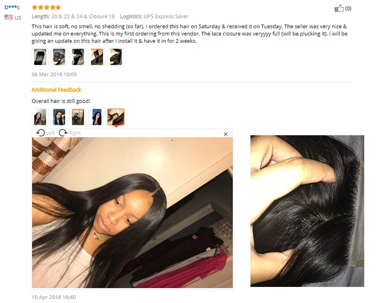 Brazilian straight hair with closure