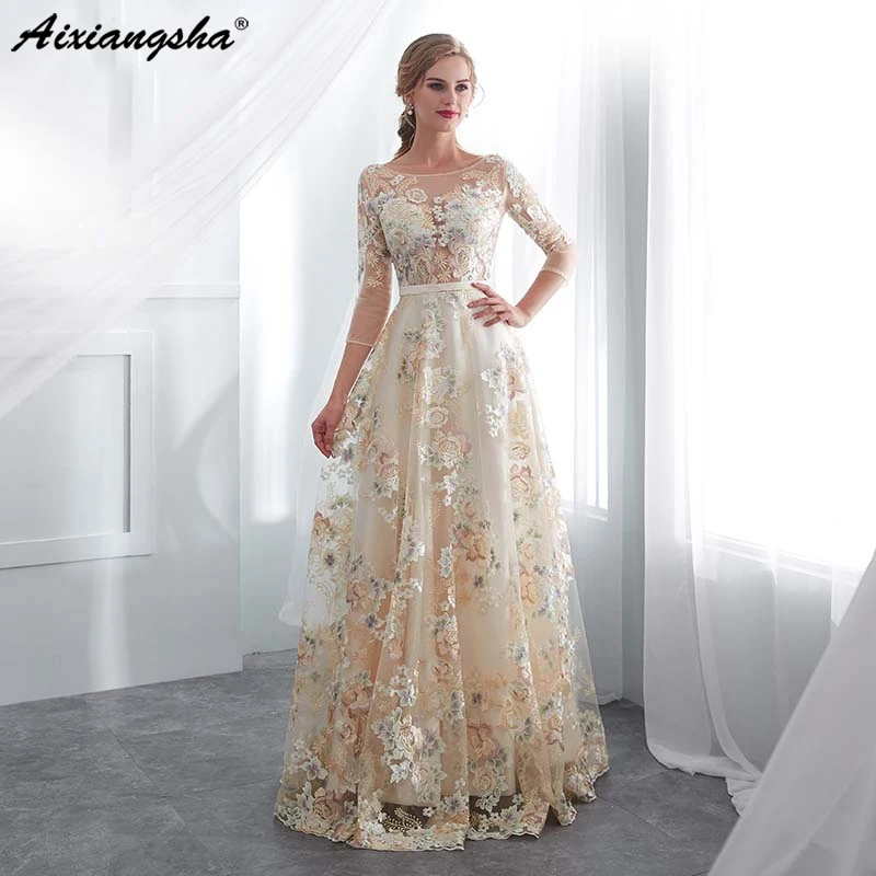 White Evening Dresses 2019 Three Quarter Sleeves Lace robe de mariee Prom Dresses Champagne Evening Gown
White Evening Dresses 2019 Three Quarter Sleeves Lace robe de mariee Prom Dresses Champagne Evening Gown