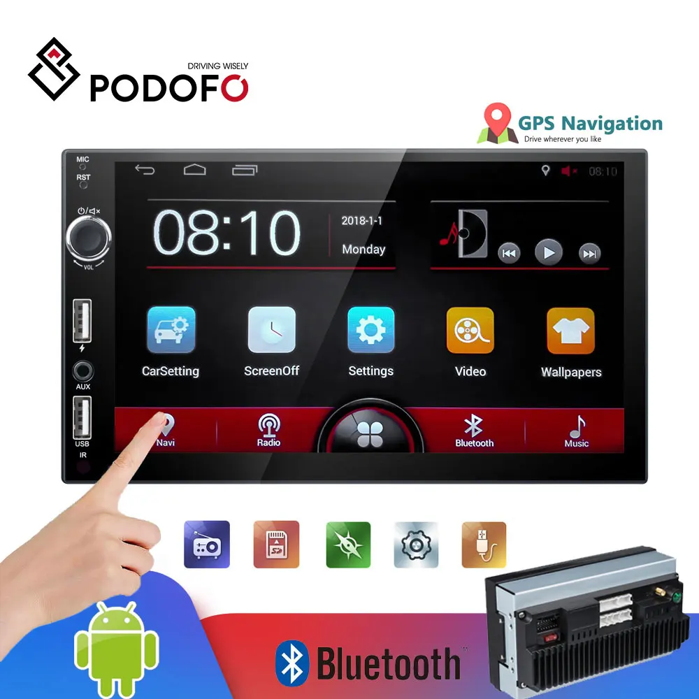 Podofo 2Din 7" Touch Screen Car Radio Android Multimedia Player GPS Nav Wifi Universal MP5 Plyaer Audio Stereo With frame
Podofo 2Din 7" Touch Screen Car Radio Android Multimedia Player GPS Nav Wifi Universal MP5 Plyaer Audio Stereo With frame