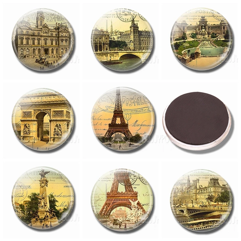 Vintage Stamps Refrigerator Magnets 30MM Magnet Fridge Glass Ornaments French Attractions Eiffel Magnetic Stickers for Fridge
Vintage Stamps Refrigerator Magnets 30MM Magnet Fridge Glass Ornaments French Attractions Eiffel Magnetic Stickers for Fridge