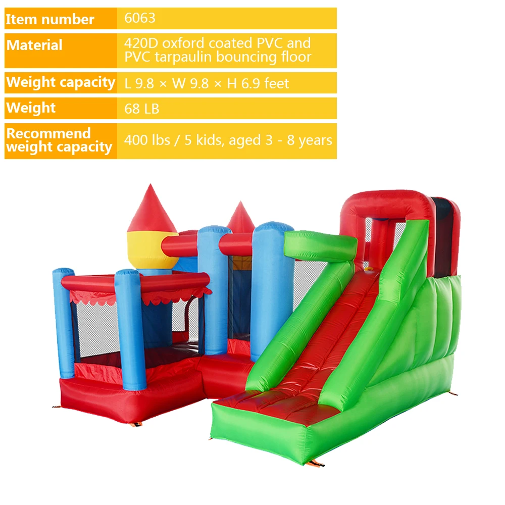 YARD Kids Bouncer House Slide Jumping Castle Inflatable Bounce House Jumper Jumping Castle with Ball Pool 7