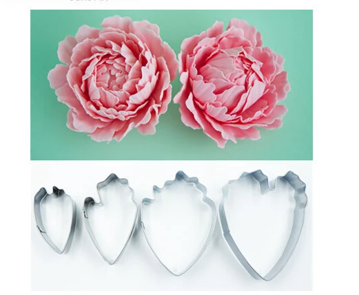 

Free Shipping 4Pcs Fondant Cake Decoration Floral Petal Cutter Gum Paste Flower Cutter Stainless Steel Peony Cutter Set A729