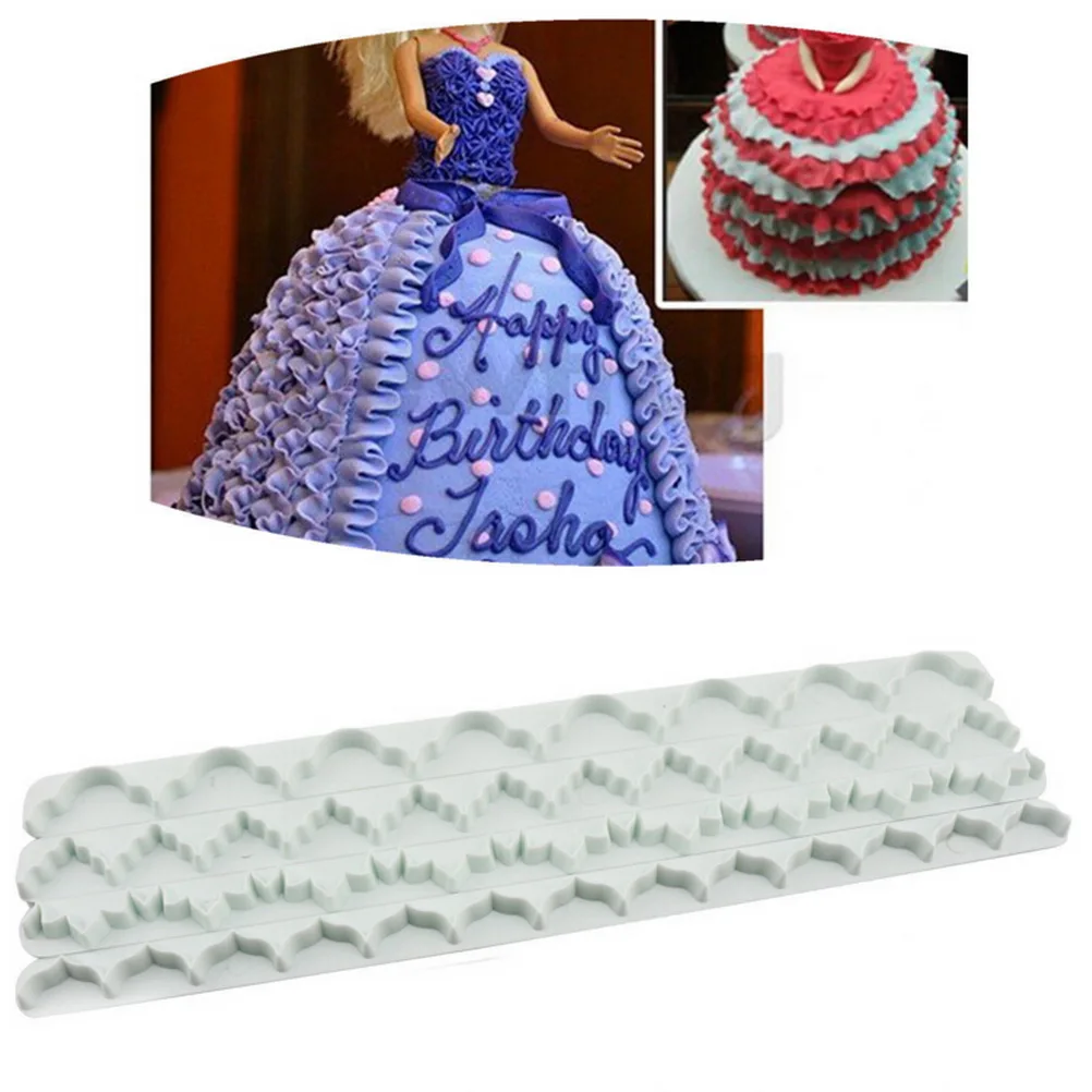 NEW 4pcs/set Cake Lace Decoration Mold Plastic Straight Frill Lace Ribbon Cutters Baby Doll Dress Cake Press Flower Mold Set
NEW 4pcs/set Cake Lace Decoration Mold Plastic Straight Frill Lace Ribbon Cutters Baby Doll Dress Cake Press Flower Mold Set