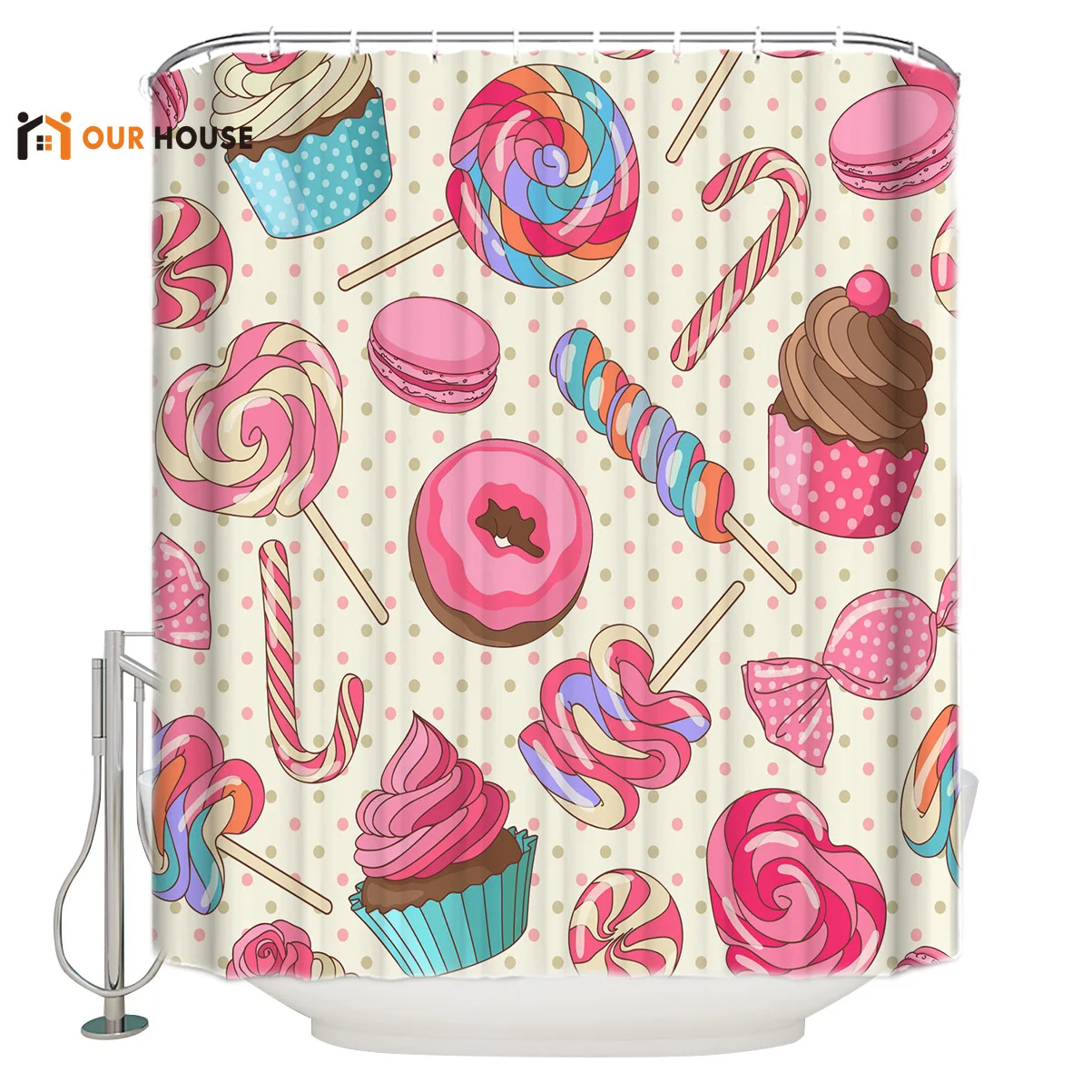 OURHouse Pink Doughnut Biscuit Dessert Candy Party Shower Curtain Bathroom Fabric Bathroom Sets Childrens Rings Funny Cloth H
OURHouse Pink Doughnut Biscuit Dessert Candy Party Shower Curtain Bathroom Fabric Bathroom Sets Childrens Rings Funny Cloth H