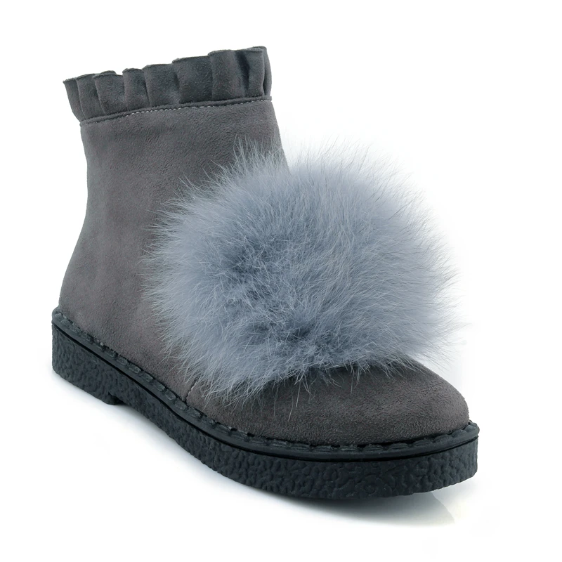 Plus Size 30-44 45 Faux Fur Decoration Winter Snow Boots Ankle Boots with Zipper Women Fashion Boots Round toe Black Shoes Woman (11)