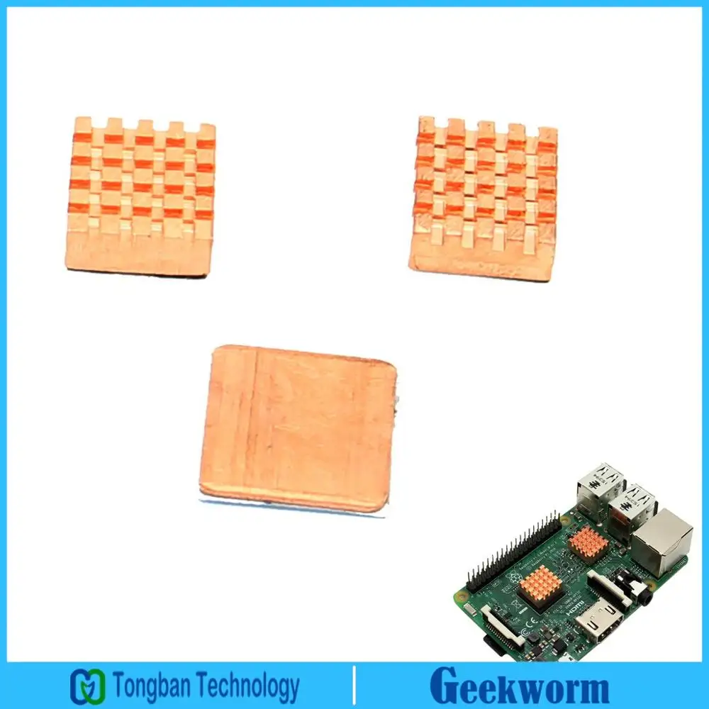 Geekworm Raspberry Pi 3 Model B / 2B / B+ Heat Sink / Heatsink (2-Sheet Thick Copper + 1-Sheet Thin Copper) (2 Set/Lot)
Geekworm Raspberry Pi 3 Model B / 2B / B+ Heat Sink / Heatsink (2-Sheet Thick Copper + 1-Sheet Thin Copper) (2 Set/Lot)