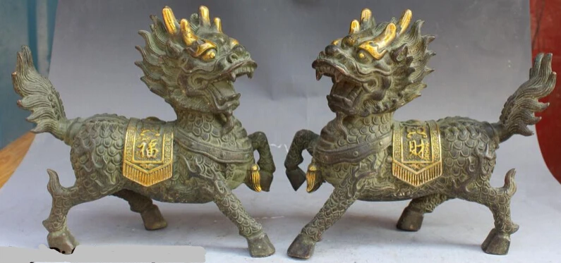 bi001407 10" Chinese Fengshui Bronze Gilt Animal kylin Unicorn Pi Xiu Chi-lin Statue Pair
bi001407 10" Chinese Fengshui Bronze Gilt Animal kylin Unicorn Pi Xiu Chi-lin Statue Pair