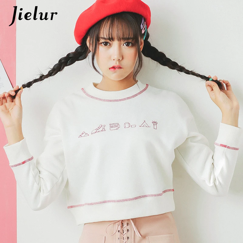 Jielur Japanese Kawaii Korean Hoodie Harajuku S-L Embroidery Funny Pattern White Sweatshirt for Women Thin Basic Moletom Cropped
Jielur Japanese Kawaii Korean Hoodie Harajuku S-L Embroidery Funny Pattern White Sweatshirt for Women Thin Basic Moletom Cropped