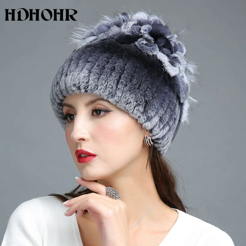 HDHOHR 2017 новая зимняя теплая женская шапка из натурального меха настоящий мех