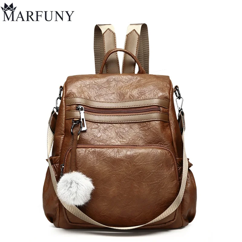 Vintage Women Backpack Female Bag High Quality Pu Leather Backpack Women Solid Backpacks For Girls Shoulder Bag Hairball Daypack 
Vintage Women Backpack Female Bag High Quality Pu Leather Backpack Women Solid Backpacks For Girls Shoulder Bag Hairball Daypack