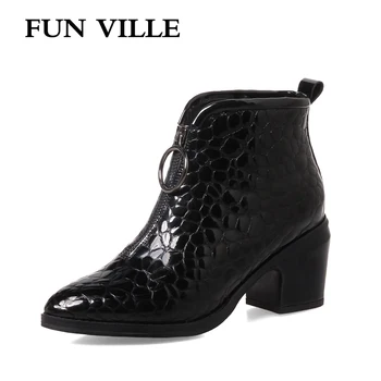 FUN VILLE New Fashion Women Ankle Boots Autumn Winter Boots for woman Genuine Leather Boots Pointed Toe Sexy Ladies shoes 34-43
FUN VILLE New Fashion Women Ankle Boots Autumn Winter Boots for woman Genuine Leather Boots Pointed Toe Sexy Ladies shoes 34-43