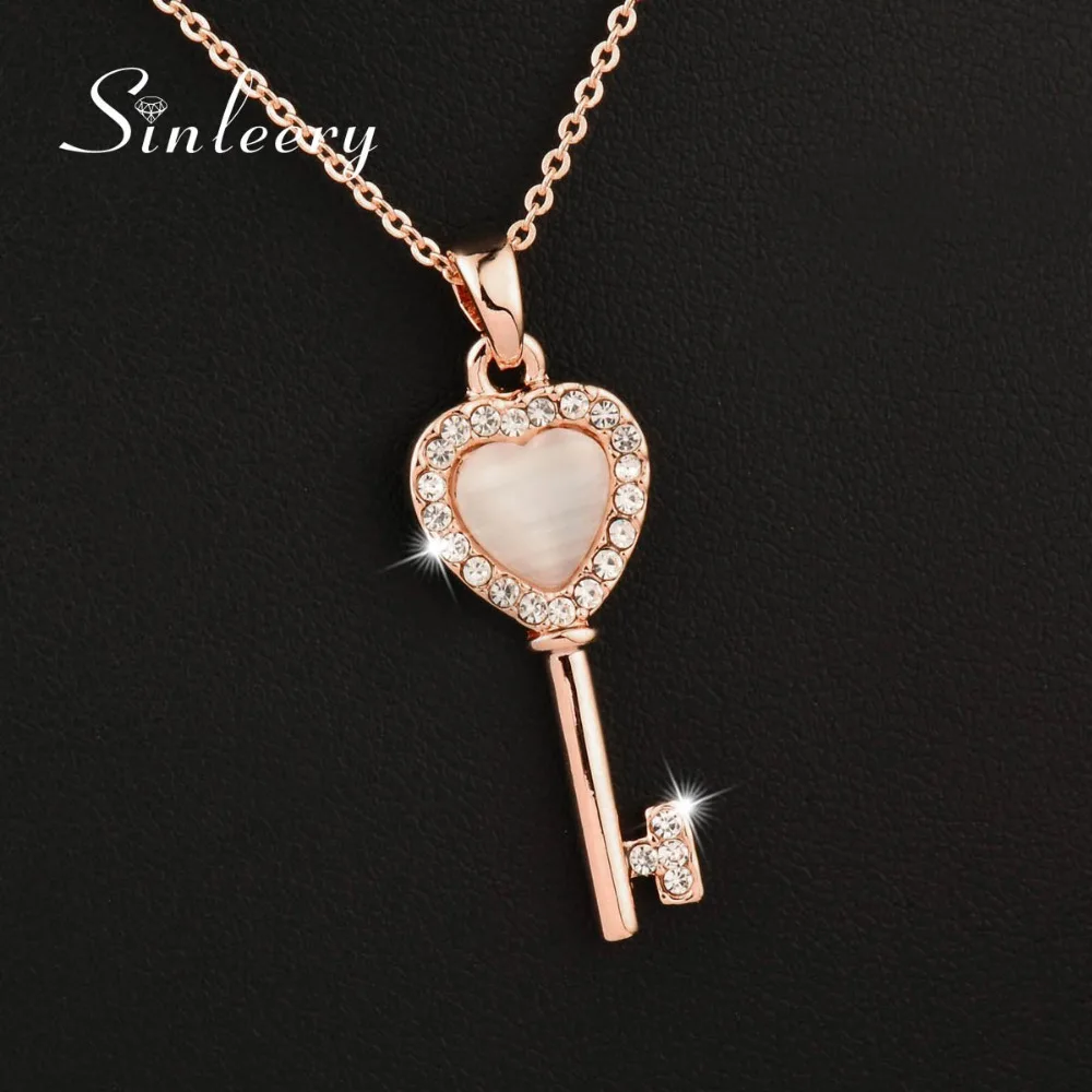 SINLEERY Cute Winder Opal Heart Key Shape Pendant Necklace Rose Gold Color Inlay Crystal Choker Women Necklace Jewelry XL608 SSC
SINLEERY Cute Winder Opal Heart Key Shape Pendant Necklace Rose Gold Color Inlay Crystal Choker Women Necklace Jewelry XL608 SSC