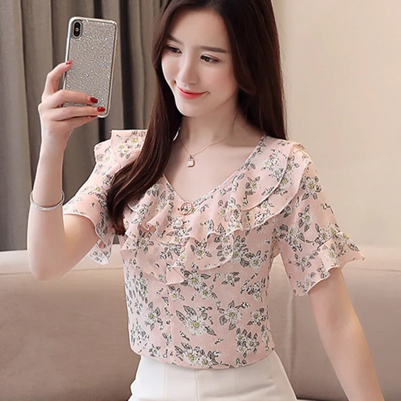 Summer Tops For Women 2019 Fashion Chiffon Short-Sleeve Shirts Floral Blouse Loose Casual Ruffle Blouse White Tops
Summer Tops For Women 2019 Fashion Chiffon Short-Sleeve Shirts Floral Blouse Loose Casual Ruffle Blouse White Tops