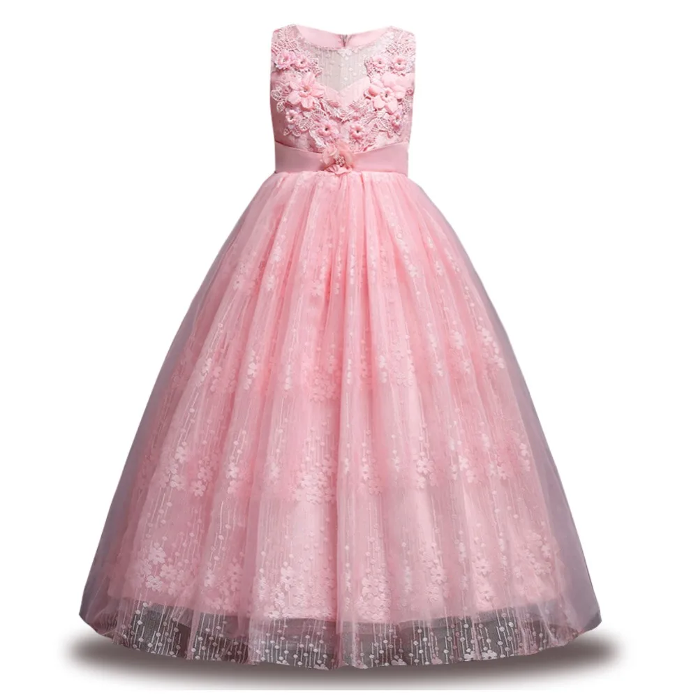 2020 кружевные праздничные платья для девочек на день рождения элегантные Детские
