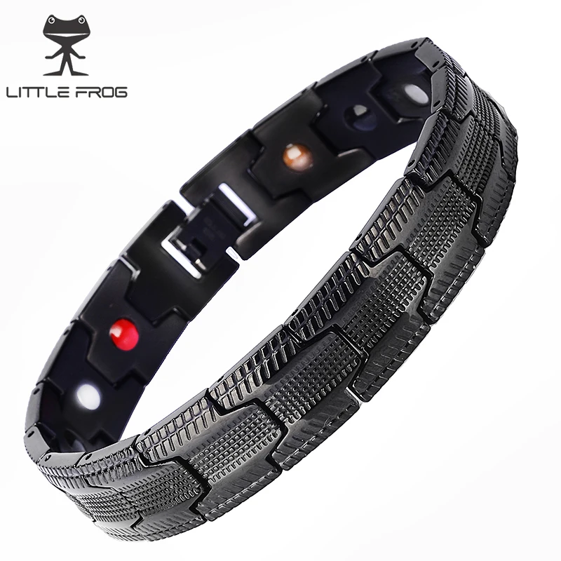 LITTLE FROG Black Bracelets Men Hand Chain Bio Magnetic Germanium Bracelet Bangle Trendy Health Jewelry 10254 | Украшения и