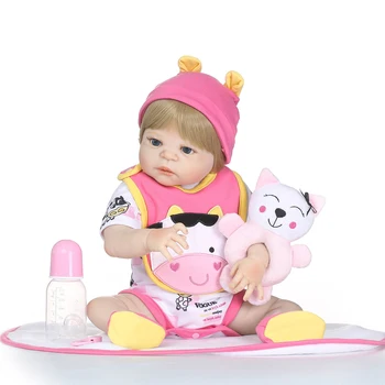 Bebe Realista silicone reborn baby dolls for sale 57cm fake newborn baby girl dolls gift children toys bonecas with cat rattle
Bebe Realista silicone reborn baby dolls for sale 57cm fake newborn baby girl dolls gift children toys bonecas with cat rattle