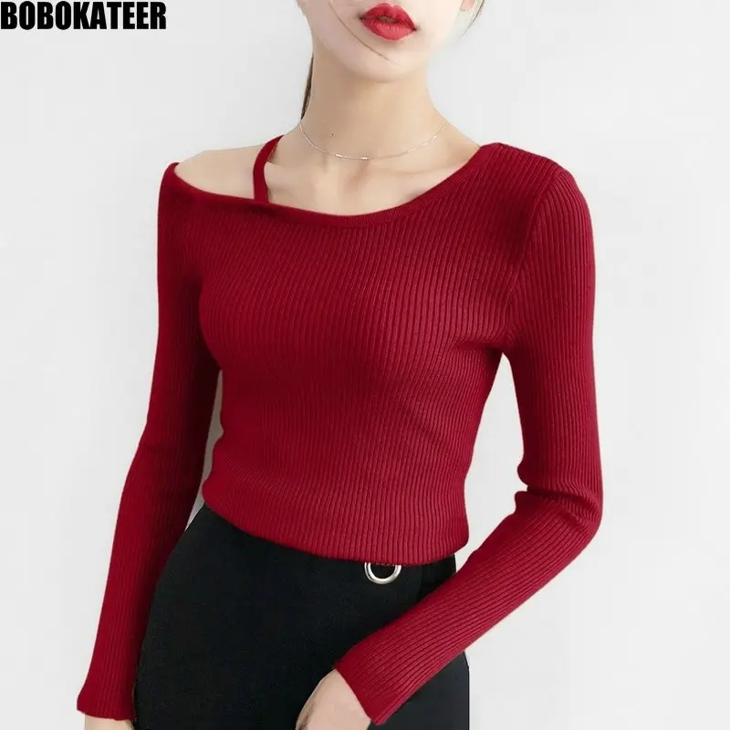 BOBOKATEER Fall Knitted Sweater Women Tops White Sexy Off Shoulder Pullover Black Winter Clothes Women Sweater Pull Femme 2019
BOBOKATEER Fall Knitted Sweater Women Tops White Sexy Off Shoulder Pullover Black Winter Clothes Women Sweater Pull Femme 2019