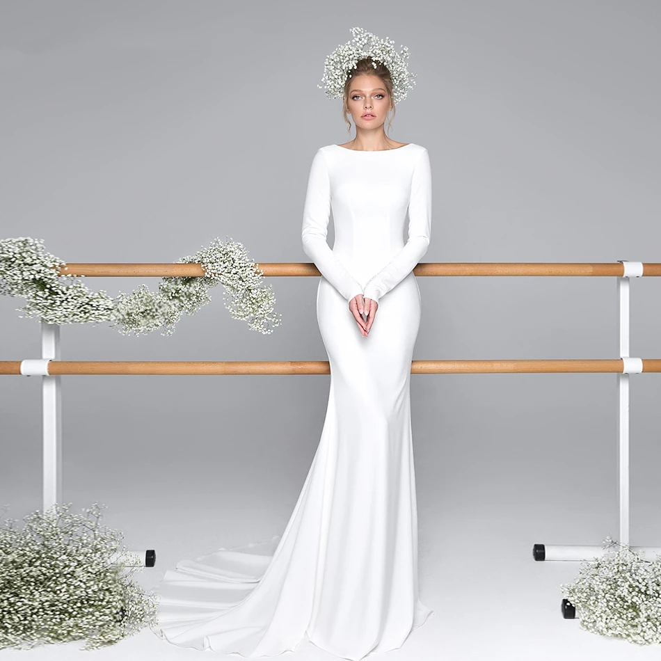 DEAR Scoop Satin Sexy Backless Mermaid Wedding Dress 2019 New Vintage Long Sleeve Simple Wedding Gowns Vestido De Novia
DEAR Scoop Satin Sexy Backless Mermaid Wedding Dress 2019 New Vintage Long Sleeve Simple Wedding Gowns Vestido De Novia