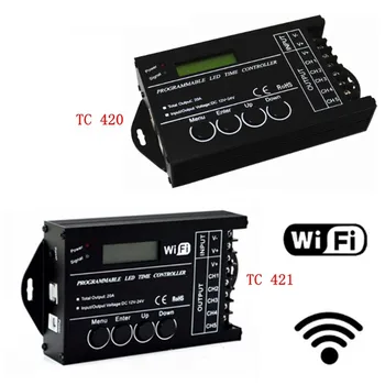 

DC12 DC24V TC420/TC421 WiFi time programmable led controller dimmer RGB aquarium lighting timer input 5 channels for led strip